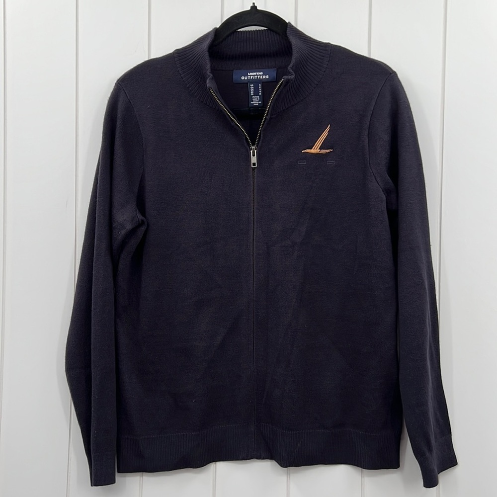Land’s End Navy Sweater Zip Up Cardigan Small Petite